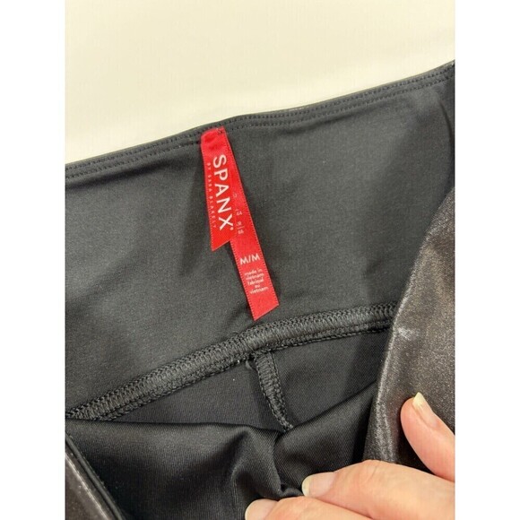 Spanx Faux Leather Leggings Black Medium Skinny Leg - Picture 10 of 12